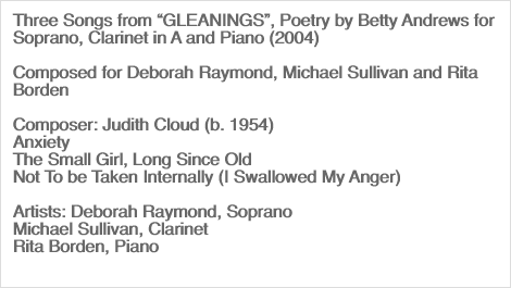 Three Songs from “GLEANINGS”, Poetry